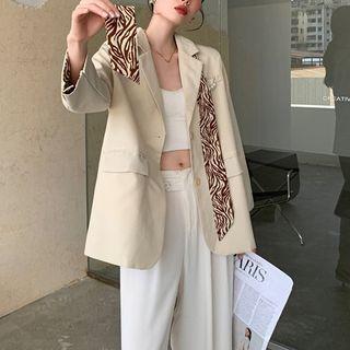 Set: Blazer + Printed Scarf + Brooch