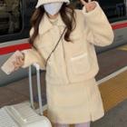 Fleece Shirt Jacket / Mini A-line Skirt