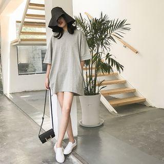 Elbow-sleeve Lace-up Back Dress