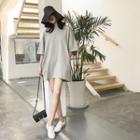 Elbow-sleeve Lace-up Back Dress