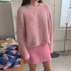 Pastel Round-neck Fluffy Sweater