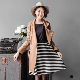 Pleated Raglang Sleeve A-line Dress
