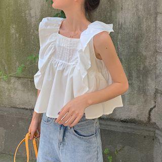 Ruffle Sleeveless Top White - One Size