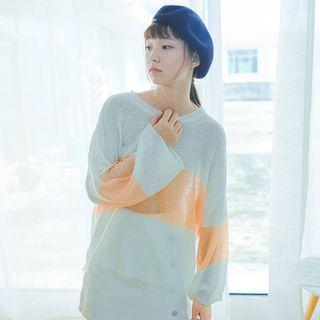 Long-sleeve Knit Top Orange - One Size