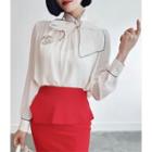 Mock-neck Blouse With Scarf
