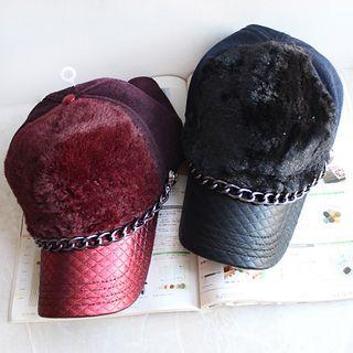 Faux-fur Panel Baseball Cap