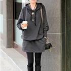 Long-sleeve Hooded Dress Gray - One Size