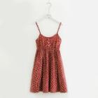 Spaghetti Strap Floral Print A-line Dress Floral Print - Wine Red - One Size