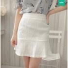 Set: Bird Print Short-sleeve Top + Mini Skirt