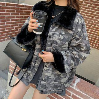 Camo Zip-up Denim Jacket