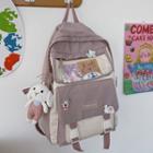 Two-tone Nylon Backpack / Pin / Card / Bag Charm / Set