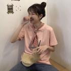 Crew-neck Short-sleeve T-shirt With Neck Scarf