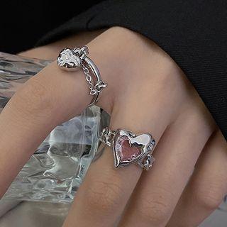 Set Of 1 / 2: Heart Alloy Ring (various Designs)