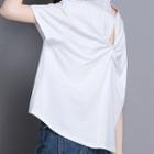 Short-sleeve Twist Cutout-back T-shirt
