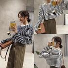 Striped Long Sleeve Cropped T-shirt
