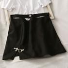 Cutout-waistline Mini Skirt Black - One Size