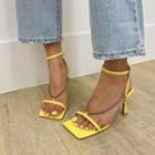 Vivid Chain Strappy Flared-heel Sandals