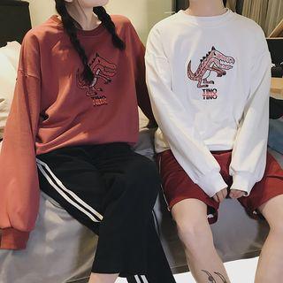 Couple Matching Dinosaur Round Neck Pullover