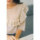Short-sleeve Lace-frilled Top