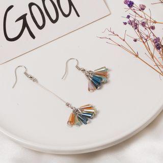 Asymmetrical Faux Crystal Drop Earring 1 Pair - Non-matching Earrings - Silver - One Size