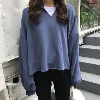 V-neck Cropped Sweatshirt