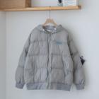 Hood Padded Zip Jacket Gray - One Size