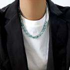 Beaded Layered Chain Necklace Silver - One Size