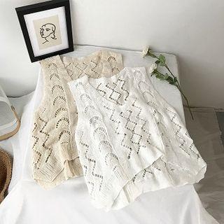 V-neck Crochet Knit Vest