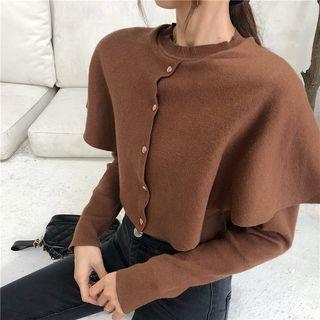 Mock Two Piece Long-sleeve Polka Dot Knit Top