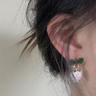 Strawberry Drop Earring 1 Pair - Green & White - One Size