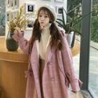 Double Breasted Plaid Coat Pink - One Size