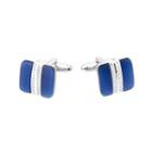 Fashion High-end Geometric Square Blue Opal Cufflinks Silver - One Size