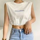 Sleeveless Lettering Cropped T-shirt