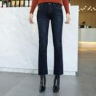 Fleece-lined Stitched Boot-cut Jeans