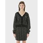 Logo-embroidered Checked Cropped Cardigan Black - One Size