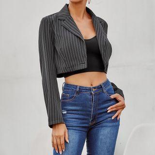 Pinstriped Cropped Blazer