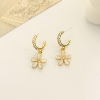 Flower Faux Cat Eye Stone Dangle Earring