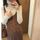 Printed Velvet Spaghetti Strap Dress