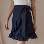 Wrap-front Frilled Skirt