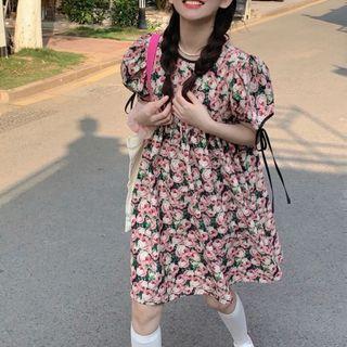 Floral Print Puff Sleeve Dress Dress - One Size