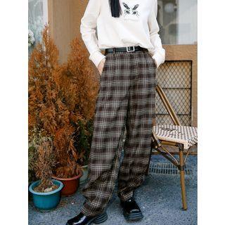 Plaid Baggy Wide Leg Pants