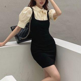 Puff-sleeve Lace Blouse / Sleeveless Jumper Dress / Skirt