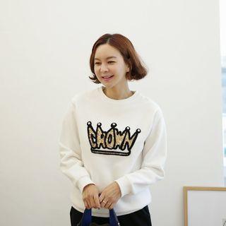 Crown Sequin Letter Sweatshirt