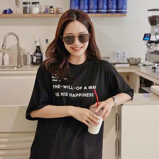 Crew-neck Lettered T-shirt