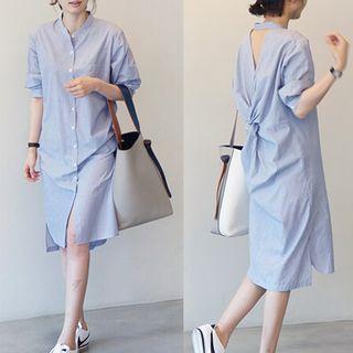 Cutout 3/4-sleeve Shirtdress