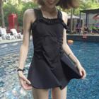 Frill Trim Sleeveless Swimdress