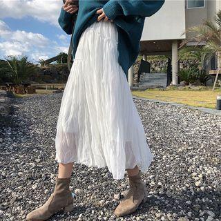 Midi A-line Crinkle Skirt