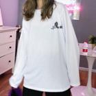 Long-sleeve Chinese Character Printed T-shirt