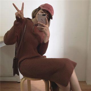Rib-knit Midi Hooded Sweater Dress