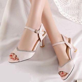Kitten Heel Peep Toe Ankle Strap Sandals